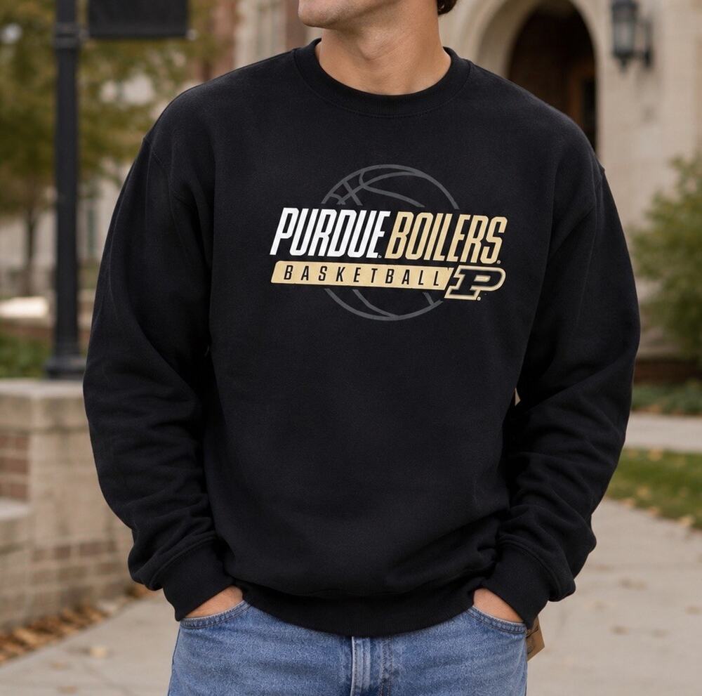 Purdue Boilermakers Basketball Sweatshirt Mens Medium Black Crewneck NWT‎